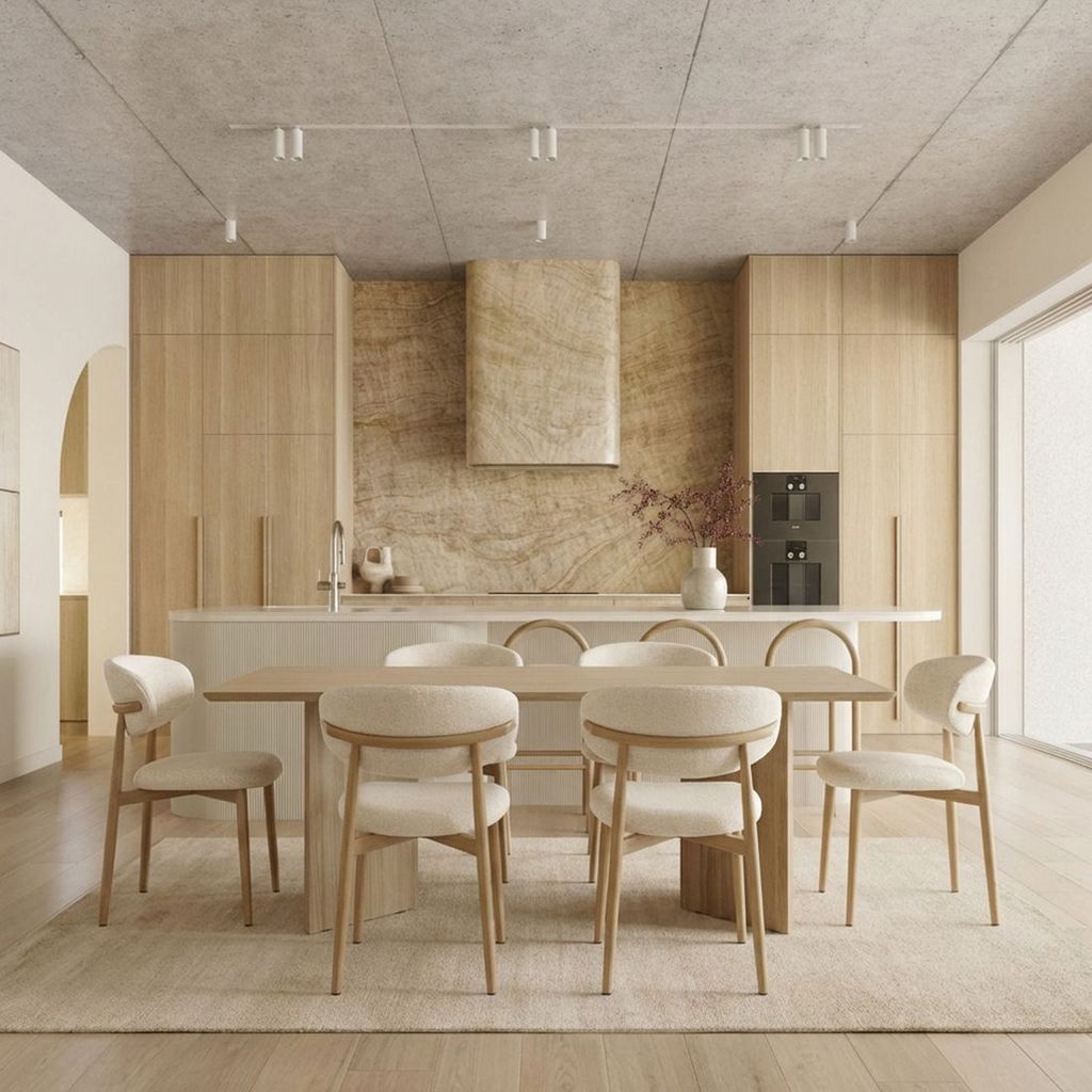 SB Design Square SET KANOLA#2 Dining Table & HABIBI สีเบจ Chair Light Wood แบรนด์ SB DESIGN SQUARE