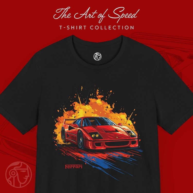 เสื้อยืด Ferrari F40 สำหรับผู้ชายและผู้หญิง ทำจากผ้าฝ้าย สไตล์เรโทรยุค 80 เหมาะสำหรับผู้ชื่นชอบรถยนต