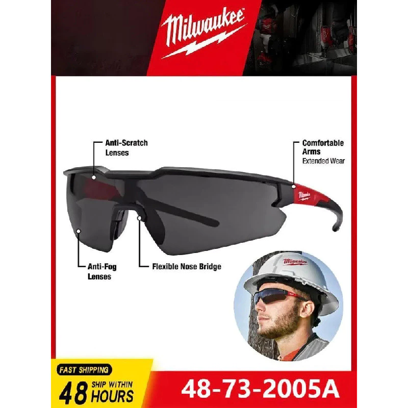 MILWAUKEE 48-73-2000A/2005A แว่นรักษาอุปกรณ์ กันหมอกขูด ขัด ตัดเจียรอุตสาหกรรม สบายใส่ ป้องกันฝุ่น เคลือบกันรอย