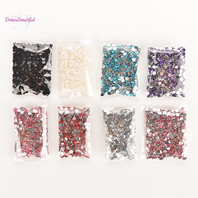 <DBFl-t> จํานวนมาก 1000 ชิ้น Rhinestone Facets Flatba คริสตัลรอบลูกปัดเล็บ DIY 4 มิลลิเมตรใหม่