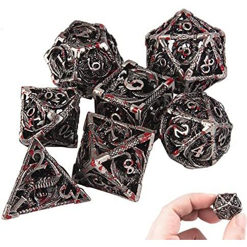 DND Dice Hollow D&D Metal Dungeons และ Dragons ชุดลูกเต๋าพร้อมกล่องของขวัญ 7 PCs Steampunk Polyhedra