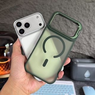 โลหะพรีเมี่ยมที่มองไม่เห็นเลนส์วงเล็บสีเขียวเคสโทรศัพท์สําหรับ ไอโฟน 17 อากาศ 11 12 13 14 15 16 มือโปร สูงสุด เคลือบผิวป้องกันลายนิ้วมือฮาร์ดปกหลัง