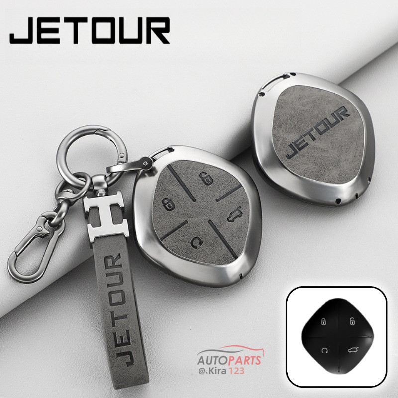 Hพวงกุญแจหนังแท้กุญแจรถฝาครอบระยะไกล Keyless Fob สําหรับ Chery Jetour Dashing X-1 Plus DTC IDM 2022 