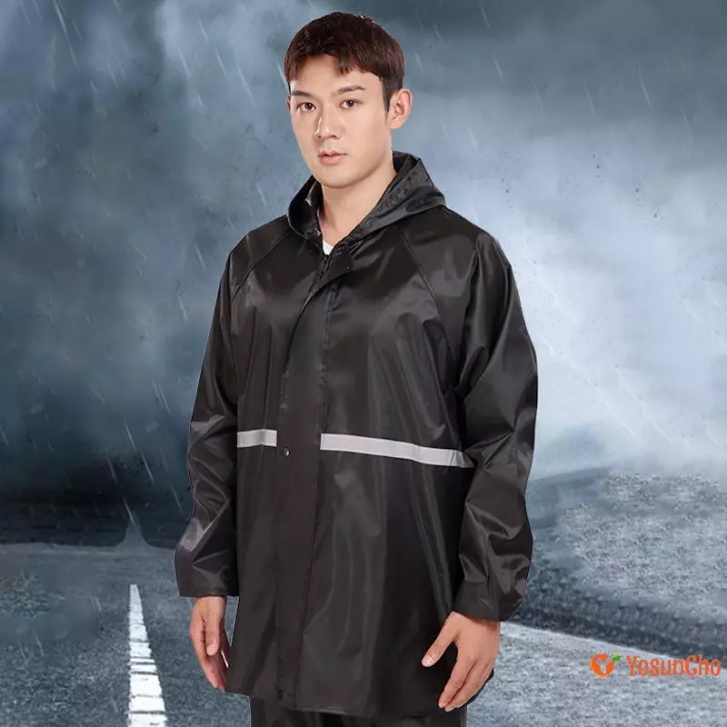 ชุดเสื้อคลุมและกางเกงกันฝน 2 ชิ้น ผู้ใหญ่ มีแถบสะท้อนแสง thumbnail 7