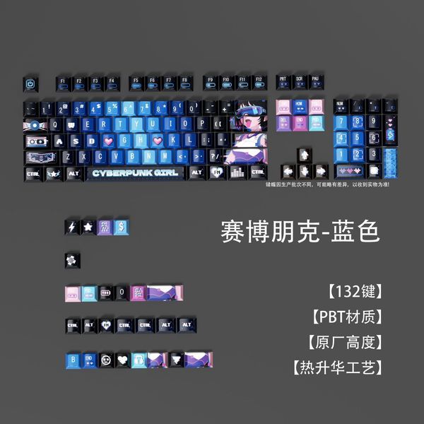 keycap คีย์แคปไทย คีย์แคป โรงงาน Cyberpunk Top Sublimation Four-Sided Transparent PBT Material MDA ค