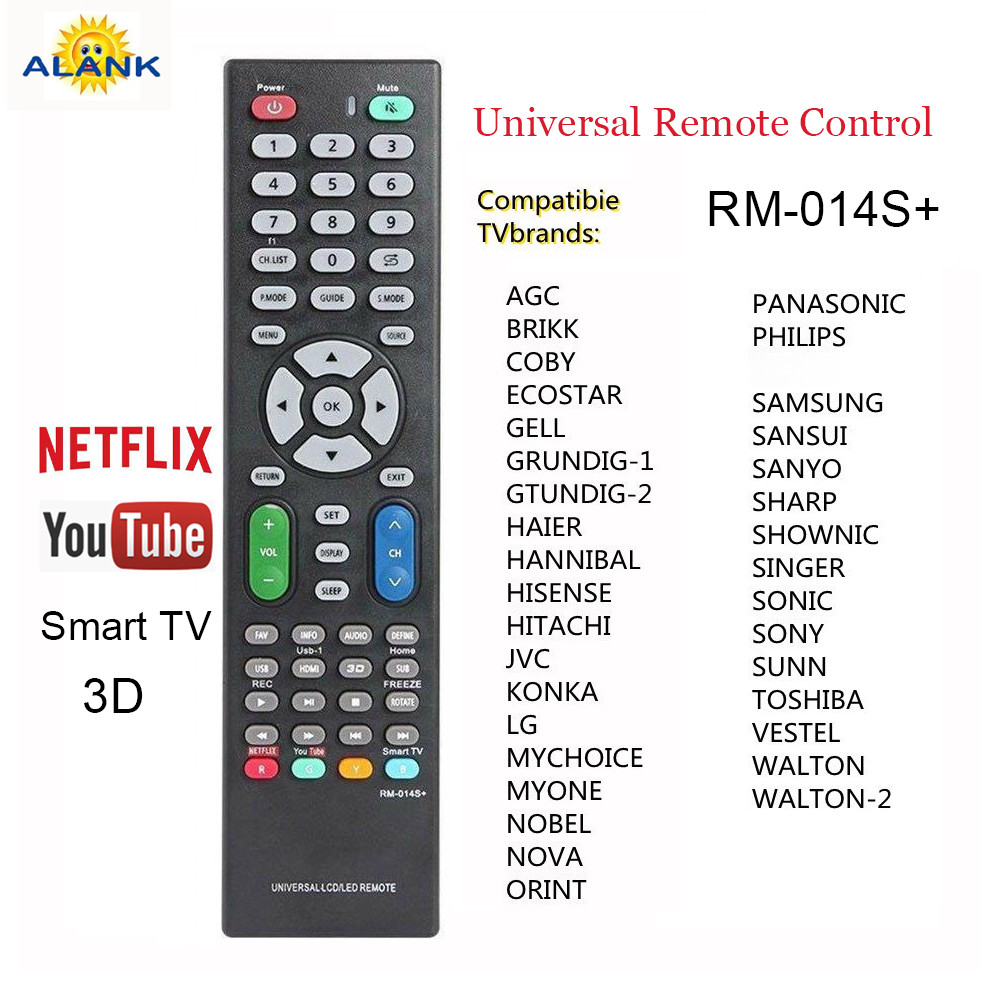 รีโมทอเนกประสงค์ สำหรับทีวีสมาร์ททุกแบรนด์ รีโมททีวี 3D Smart TV YouTube NETFLIX rm-014S+
