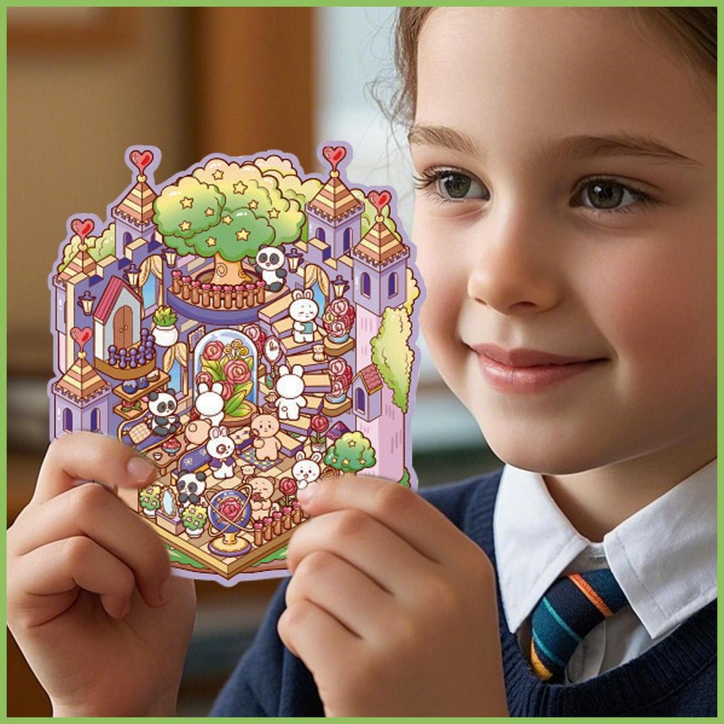 Miniature ฉากสติกเกอร์การ์ตูน 3D ฉากสติกเกอร์ Miniature Decals Creative Make Own Room Scrapbooking A