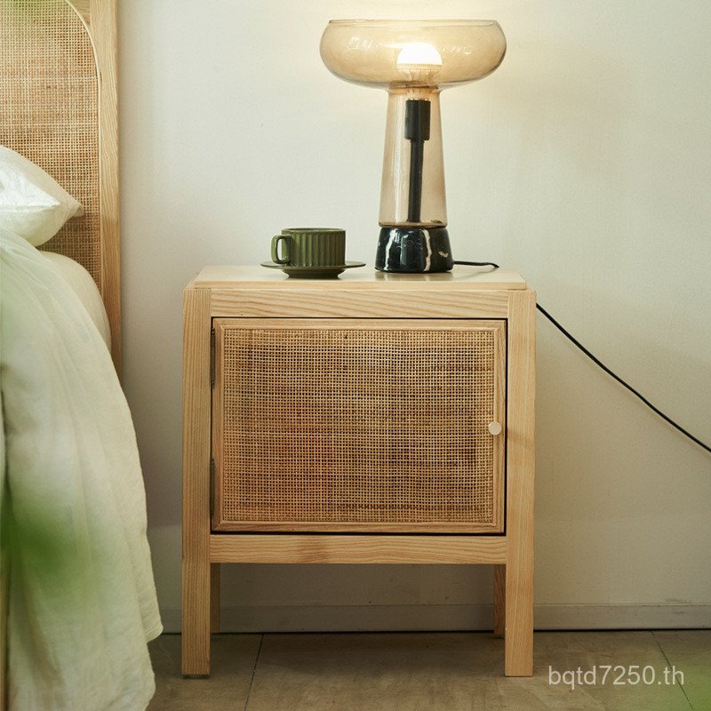 Nordic ins Storage Log สีหวายเฟอร์นิเจอร์ห้องนอนโต๊ะข้างเตียงโมเดิร์นตู้ไม้เก็บตู้ 2 ชั้น I17H