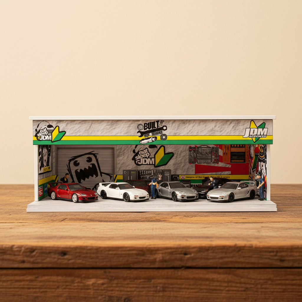 KRMK DIORAMA Garage JDM GRAFFITI พร้อมหลอดไฟ LED