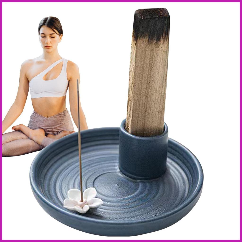 Sage Burner เซรามิคธูป Burner เทียน Ash Catcher Sage สําหรับตกแต่งบ้าน Burning ธูปผู้ถือ huebetyph