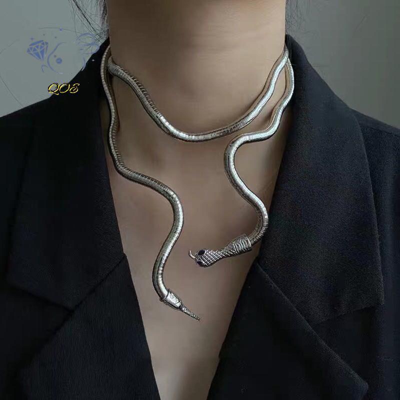 [QOE] Punk Gothic Snake Nelace Choker สร้อยข้อมืองูแบบปรับได้ยืดหยุ่นห่อคอเครื่องประดับอเนกประสงค์สํ