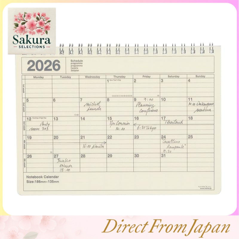 2026 B6 Monthly Block Schedule Notebook Planner - Notebook Calendar S by Marks