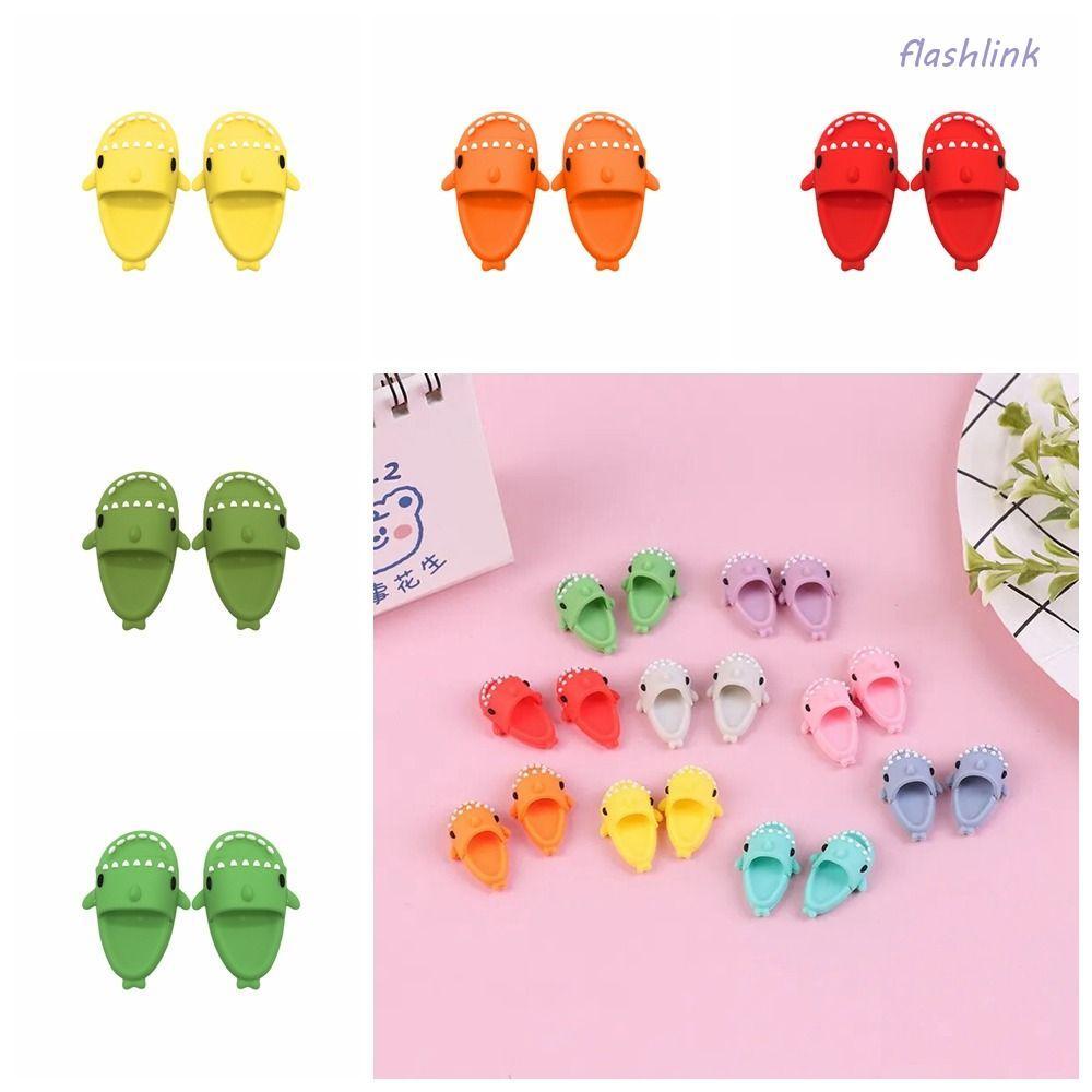 FLASHLI BJD12 ตุ๊กตารองเท้า, Mini รอบ Toe Ob11 ตุ๊กตา Shark รองเท้าแตะ,รองเท้าตกแต่งรองเท้าแตะพลาสติ