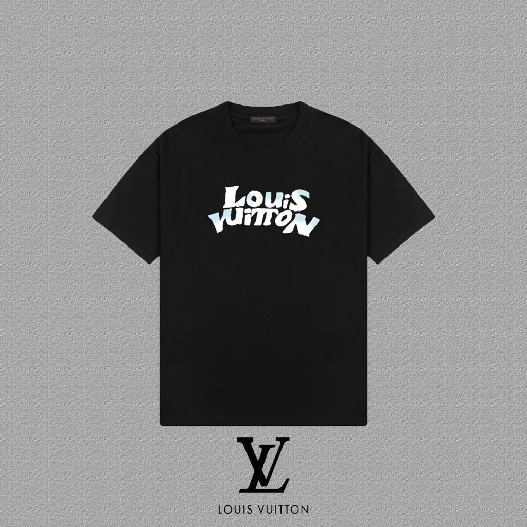 เสื้อยืดแขนสั้น LV แบบเรียบหรู มีลายพิมพ์โลโก้LV เหมาะสำหรับทั้งผู้ชายและผู้หญิง