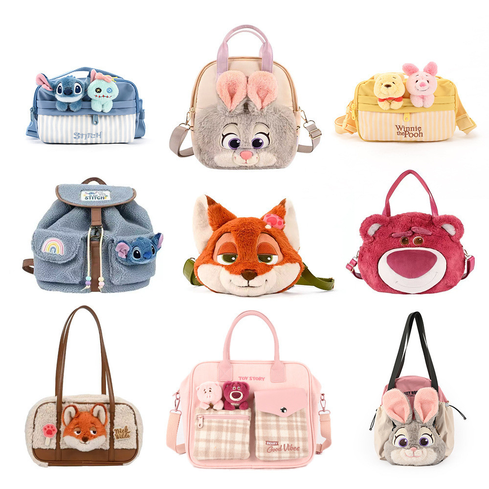 ของแท้ที่ได้รับอนุญาต Crazy Animal City Judy Nick Strawberry Bear Kiki Plush กระเป๋าสะพายกระเป๋า Messenger ความจุขนาดใหญ่คู่