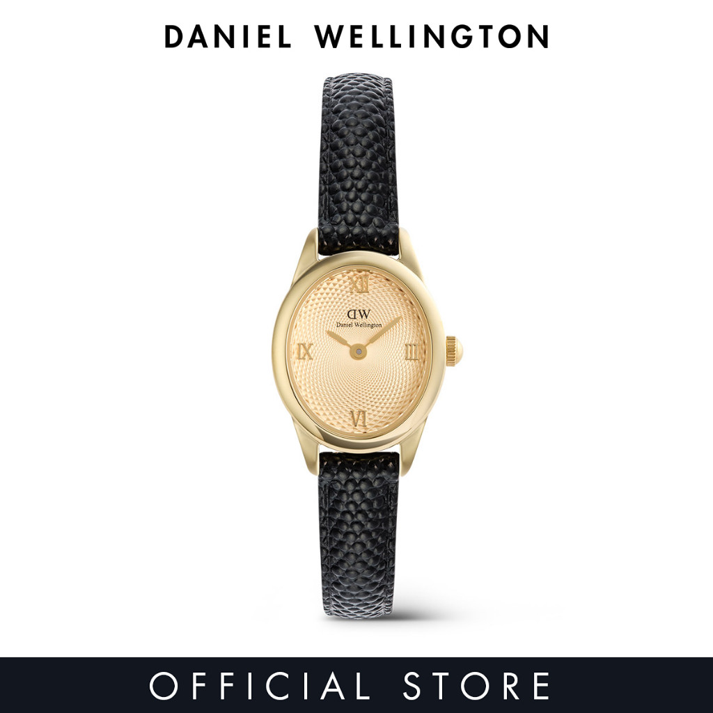 (New) Daniel Wellington Ophelia Mini Black Lizard Unitone Guilloché Gold  นาฬิกา ผู้หญิง