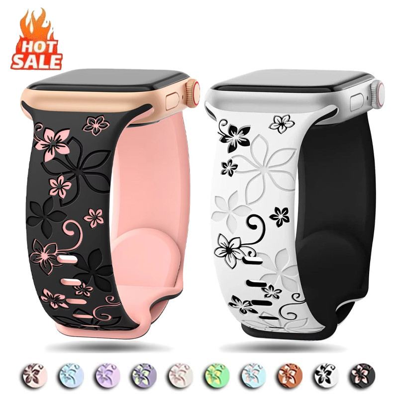 Cherry Blossom Animation Band สําหรับ Apple Watch Ultra 2/3/Series 9/SE7/6/5/4/8/S10/S11 ขนาด 38-49 มม.