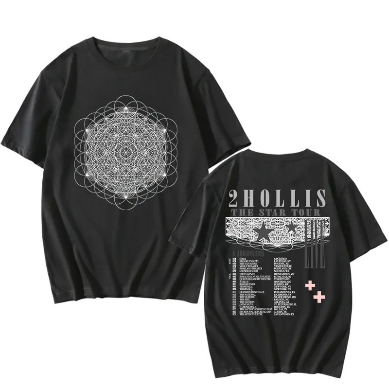 2hollis THE STAR TOUR 2026 เสื้อยืดแขนสั้น คอวี เสื้อยืดสำหรับผู้ชาย สไตล์หลวม กรันจ์ เสื้อผ้าสตรีทแ