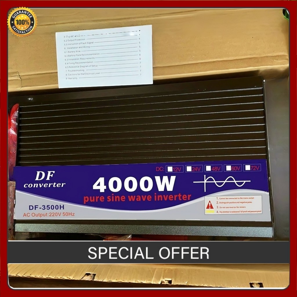 uiiwell อินเวอร์เตอร์ 3500 วัตต์ เพียวซายเวฟแท้ แปลงไฟ 12V 24V เป็น 220V เครื่องแปลงไฟบ้าน วัตต์เต็ม