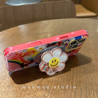 เคส Iphone พรีเมี่ยมเคสแม่เหล็ก Iphone 17 Pro Max น่ารัก Monchhichi Magnetic Phone Holder Case Iphone 14 Pro Max Bracelet Case 2 IN1 ที่ถอดออกได้สําหรับ iPhone 17 16 15 13 Pro Max