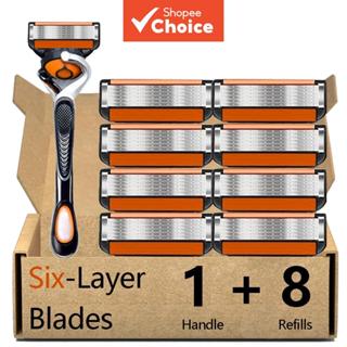 ชุดเครื่องโกนหนวดผู้ชายสุดหรู - 1 ด้ามและใบมีด 8 ใบ, ด้ามจับ…