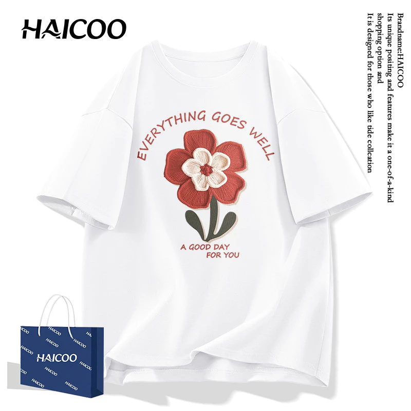 เสื้อยืดแฟชั่น HAICOO ฤดูร้อนนี้ เนื้อผ้าฝ้ายนุ่มลื่น ระบายอากาศดี ดีไซน์ Unisex หลวมสบายตัว พร้อมส่งด่วน