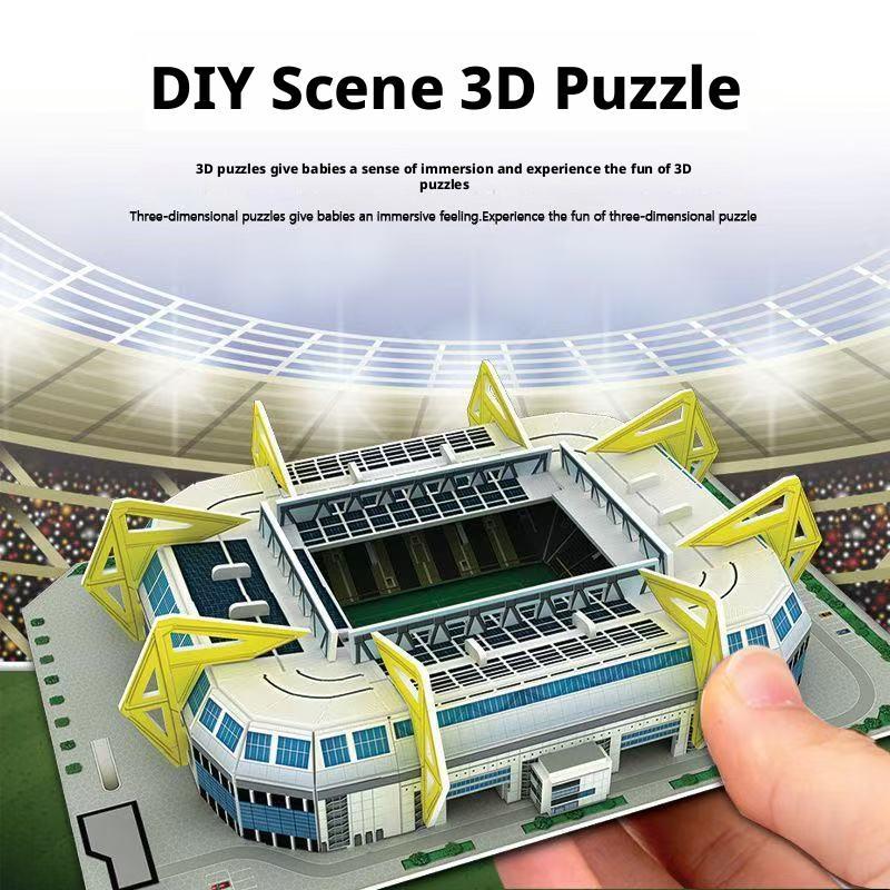 3d Miniature Football Field Diy Football Game Peripheral Toys Models Puzzle Stadium Toys O9d3