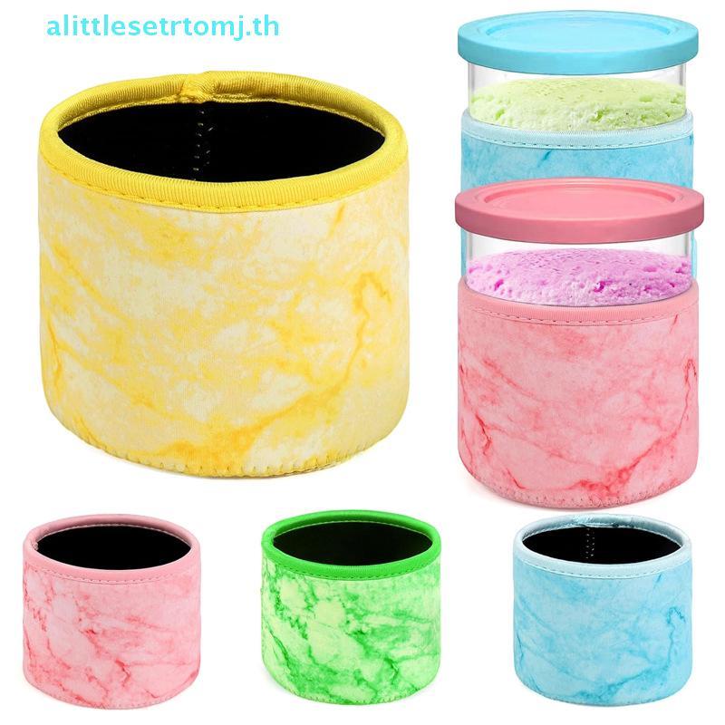 Alittlese 4 ชิ้นไอศกรีมถ้วยสําหรับ Ninja NC501 Pints Reusable Neoprene แขนป้องกันการควบแน่นลื่นฉนวน 
