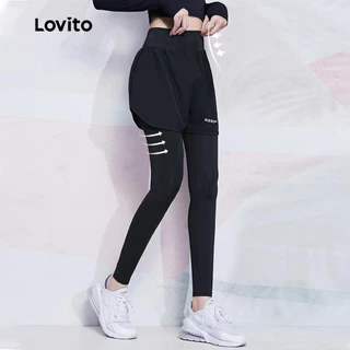 Lovito แคชชวล เล็กกิ้งสปอร์ต 2-In-1 เส้นโครงสร้าง ยกก้น แช่แห้งเร็ว อบแห้ง อบรมการออกกำลังกาย LNL59032