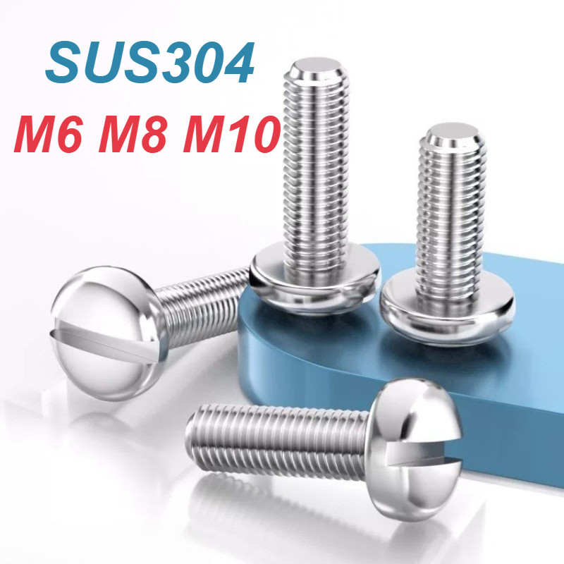 [XM-MB] สกรูหัวกระทะสแตนเลส 304, DIN 85, M6/M8/M10, สกรูเจาะรูหัวกระทะ