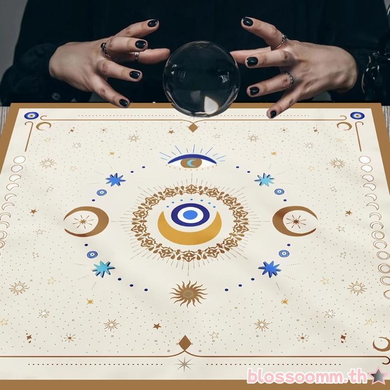 BLOSS Eye Moon รูปแบบโหราศาสตร์ผ้าปูโต๊ะไพ่ทาโรต์ทํานายผ้าปูโต๊ะแท่นบูชาผ้า Divinations เกมกระดานอุปกรณ์เสริม