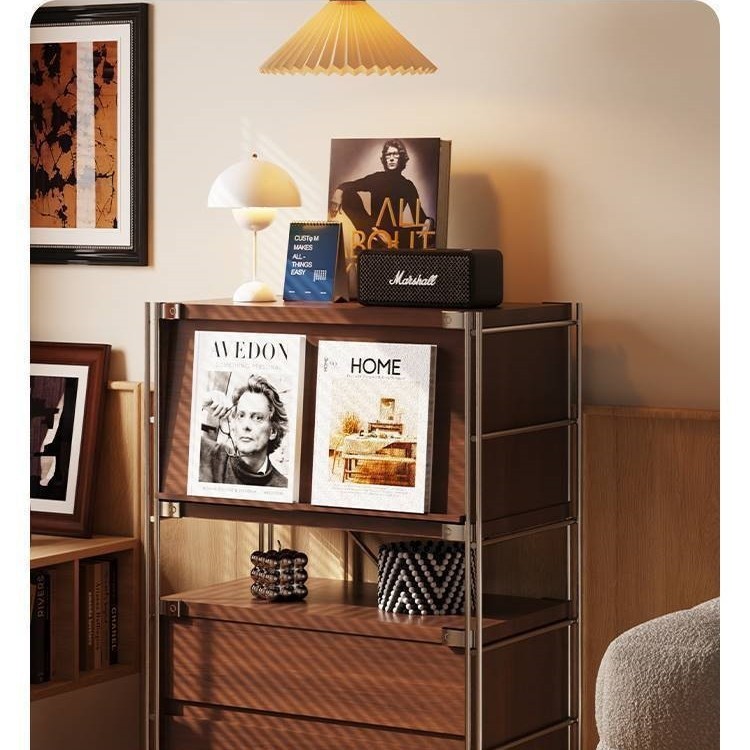 Baohaosi ตู้นิตยสาร Flip Door ตู้ชั้น Multi-Layer ห้องนั่งเล่น Locker โซฟาตู้ด้านข้างญี่ปุ่น