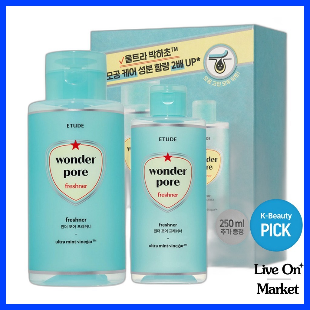 [etude] Wonder Pore Freshner Toner, 500ml+250ml, 1pc / Korean Toner / Sebum Care & Pore Purifying / Refreshing Skin Texture