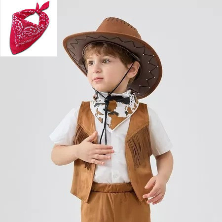 หมวก COWBOY สําหรับเด็กและผู้ใหญ่พร้อม BONUS BANDANA SLAYER SCARF / หมวก COWBOY / แฟชั่น UNISEX