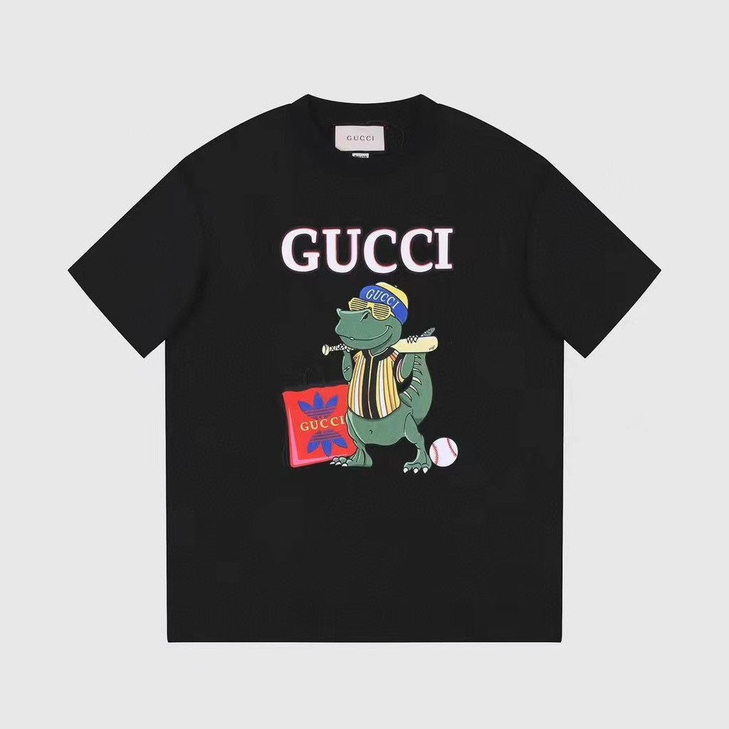 Gucci/GUCCI2026 Early Spring เสื้อยืดแขนสั้นสไตล์ใหม่ชายหญิงคู่สไตล์ Contrast สี All-Match Niche อิน