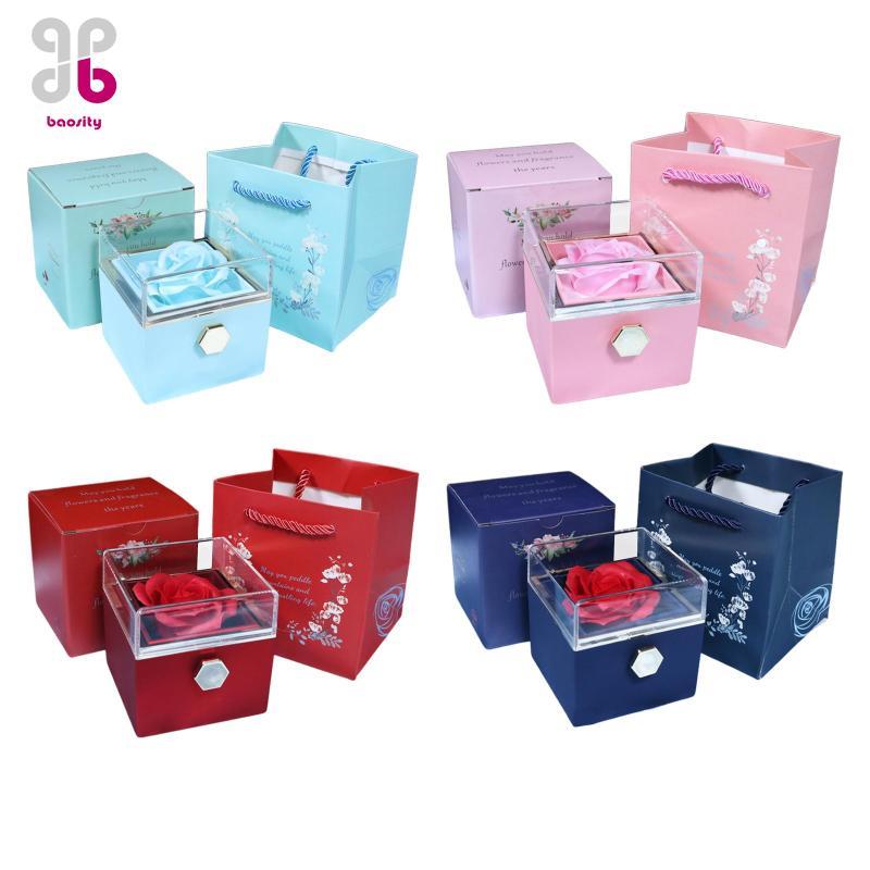 [Baosity] Jewelry Rose Gift Box Jewelry Organizer Necklace Earring Box for