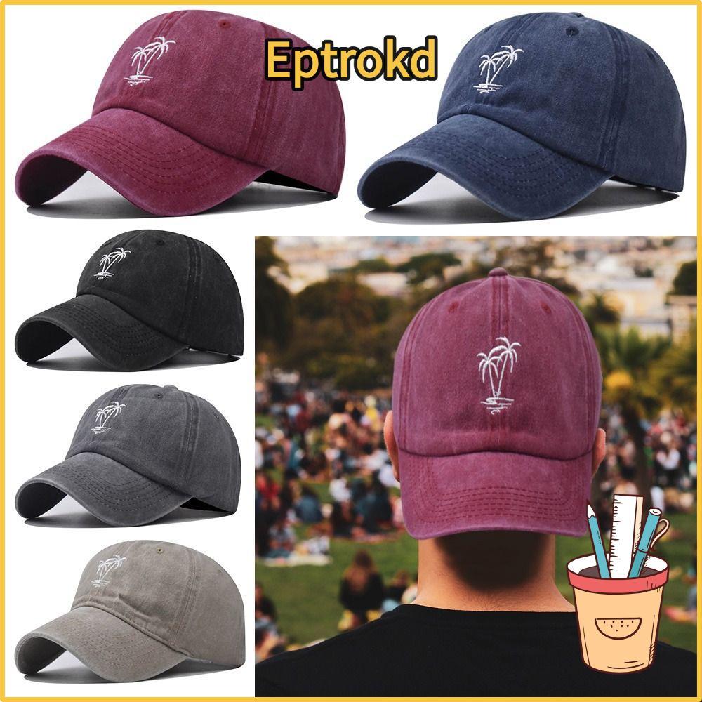 EPTRO Distressed Faded Cap วัสดุDENIMซักแล้ว สำหรับกิจกรรมกลางแจ้ง