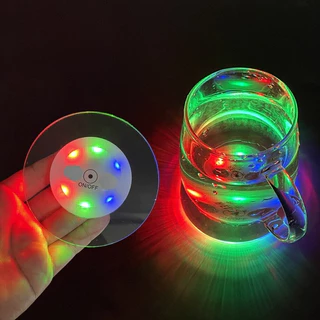 แผ่นรองจาน แผ่นรองแก้วเครื่องดื่ม แบบเรืองแสงในที่มืด 3 โหมด พร้อมไฟ LED สําหรับตกแต่งบ้าน บาร์ ไนท์คลับ ปาร์ตี้