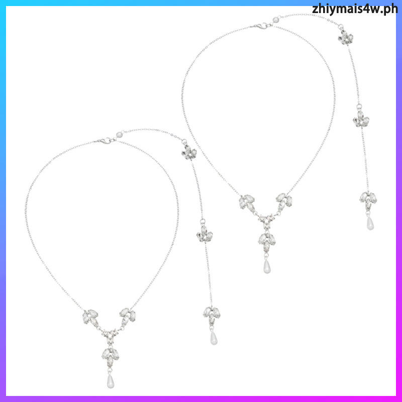 2 ชิ้นสร้อยคอฉากหลังสําหรับผู้หญิง Elegant สร้อยคอเจ้าสาวเครื่องประดับ Backless ชุด zhiymais4w