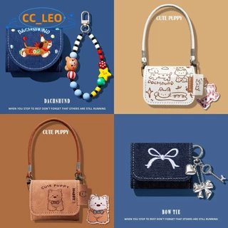 Case for QCY Crossky C50 Leather soft shell storage bag Cute Cat Puppy Pendant Lanyard Suitable for QCY Crossky C50 Shockproof Shell Protective Sleeve