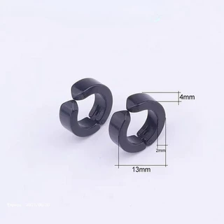 ต่างหู ไม่ต้องเจาะหู ตุ้มหู | N..H | Punk Style Steel Men Women Round Ear Clip No Piercing Earrings