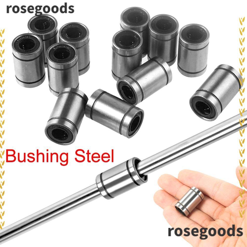 ROSEGOODS Bushing เหล็กสําหรับเครื่องพิมพ์แท่งชุบนิกเกิลเพลา LM3UU LM4UU LM5UU LM6UU