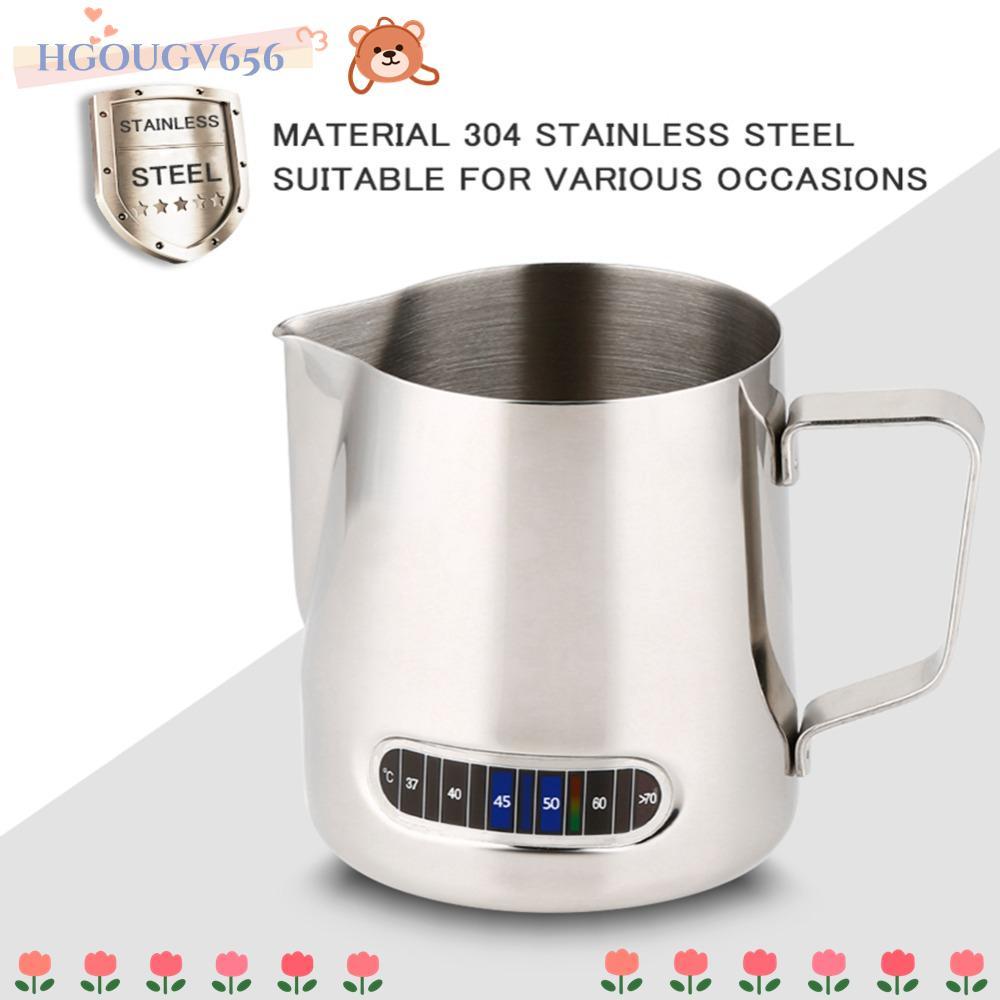 HGOUGVT Coffee Milk Frothing Pitcher, 20 oz Integrated Temperature Frothing Pitcher, Latte Art สแตนเ