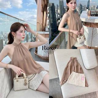 (พร้อมส่ง) Rose108  Set เสื้อคอสูงสีนู้ด ดีไซน์พลิ้วบางเบาให…
