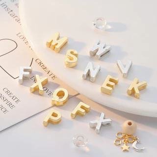 St.kunkka 10-20g ลูกปัดตัวอักษร ABS สีทอง/เงิน รูแบน อะไหล่ตัวอักษร A-Z สำหรับทำสร้อยข้อมือชื่อ DIY งานฝีมือ