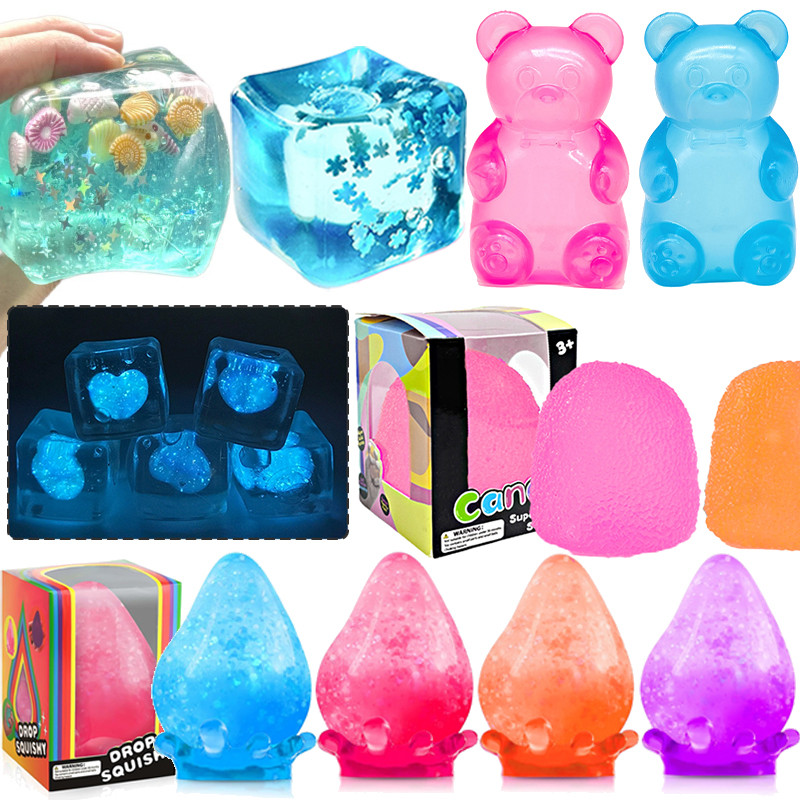 Schylling NeeDoh Nice Cube Frosted Squishy Fidget ของเล่น Ocean Island Seashell ความเครียดบรรเทาเด็กของขวัญ