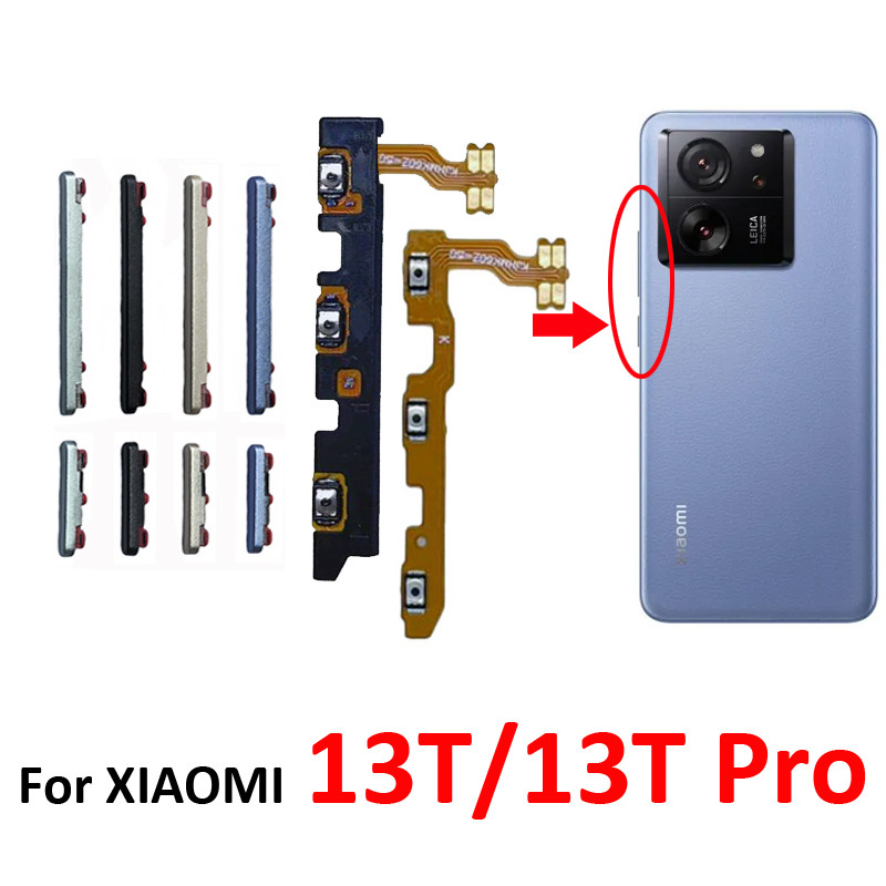ปุ่มปรับระดับเสียงไฟโทรศัพท์สําหรับ Xiaomi MI 13T Pro ใหม่บน Off Up Down Key ภายใน Flex Cable Repair Part สําหรับ Xiaomi 13T