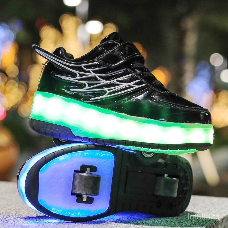 รองเท้าโรลเลอร์สำหรับเด็กและเยาวชน แบบ LED Wings ขนาด 28-40