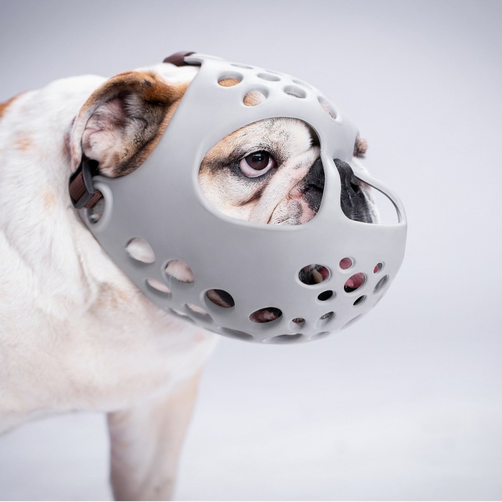 ตะกร้อบูลด็อกซิลิโคนนิ่มแบบสั้น | ตะกร้อครอบปาก Anti-Bite & Anti-Chew สําหรับ Pugs