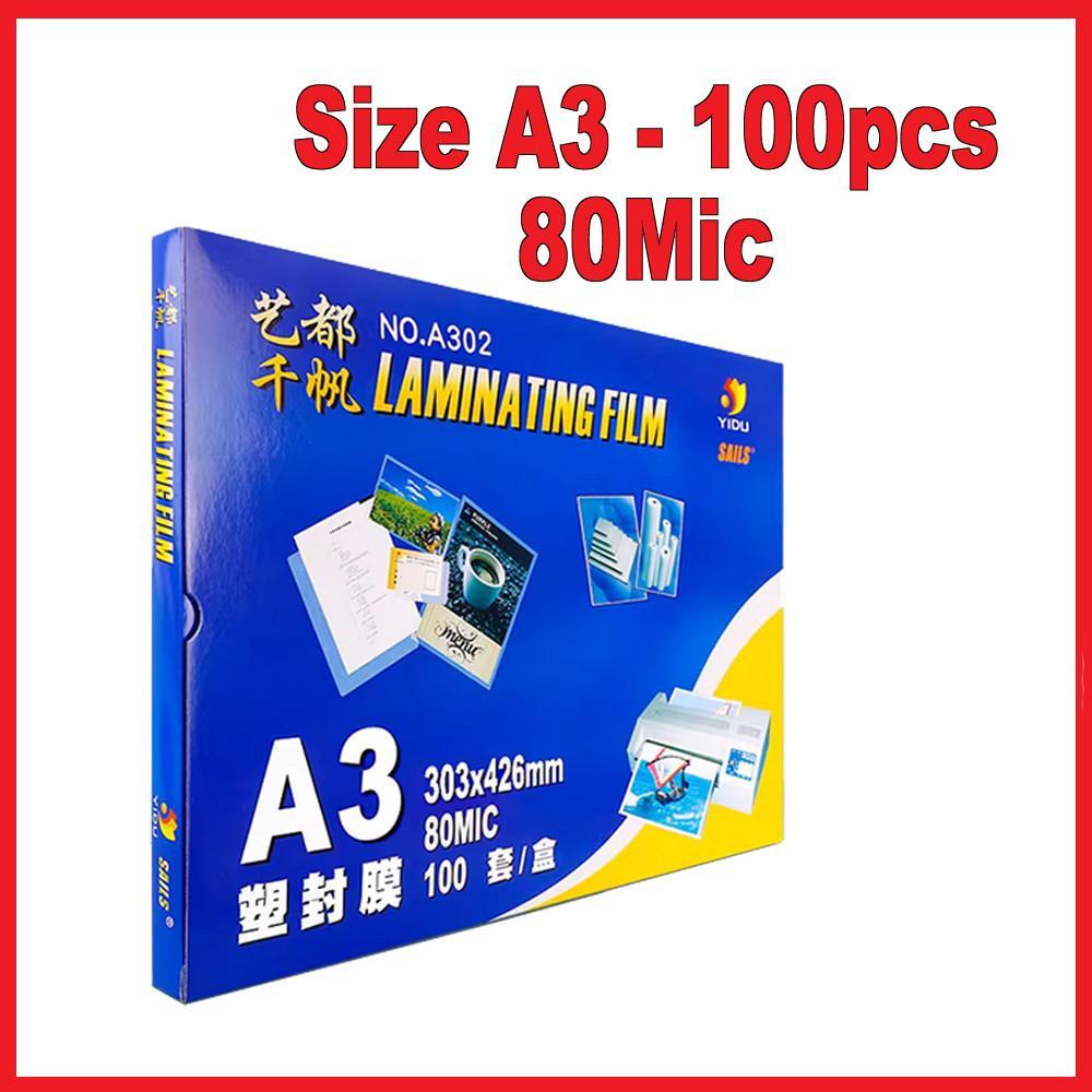 A3 Yidu ฟิล์มเคลือบ 100 แผ่น A3 กระเป๋าฟิล์มเคลือบบัตร 80mic